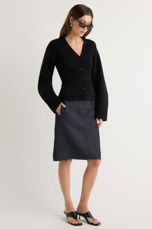 Renee | Johanna Knee-Length Denim Skirt in Size Extra Small