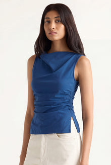 Arya | Josie Shirred-Side Cowl-Neck Tee in Size Small