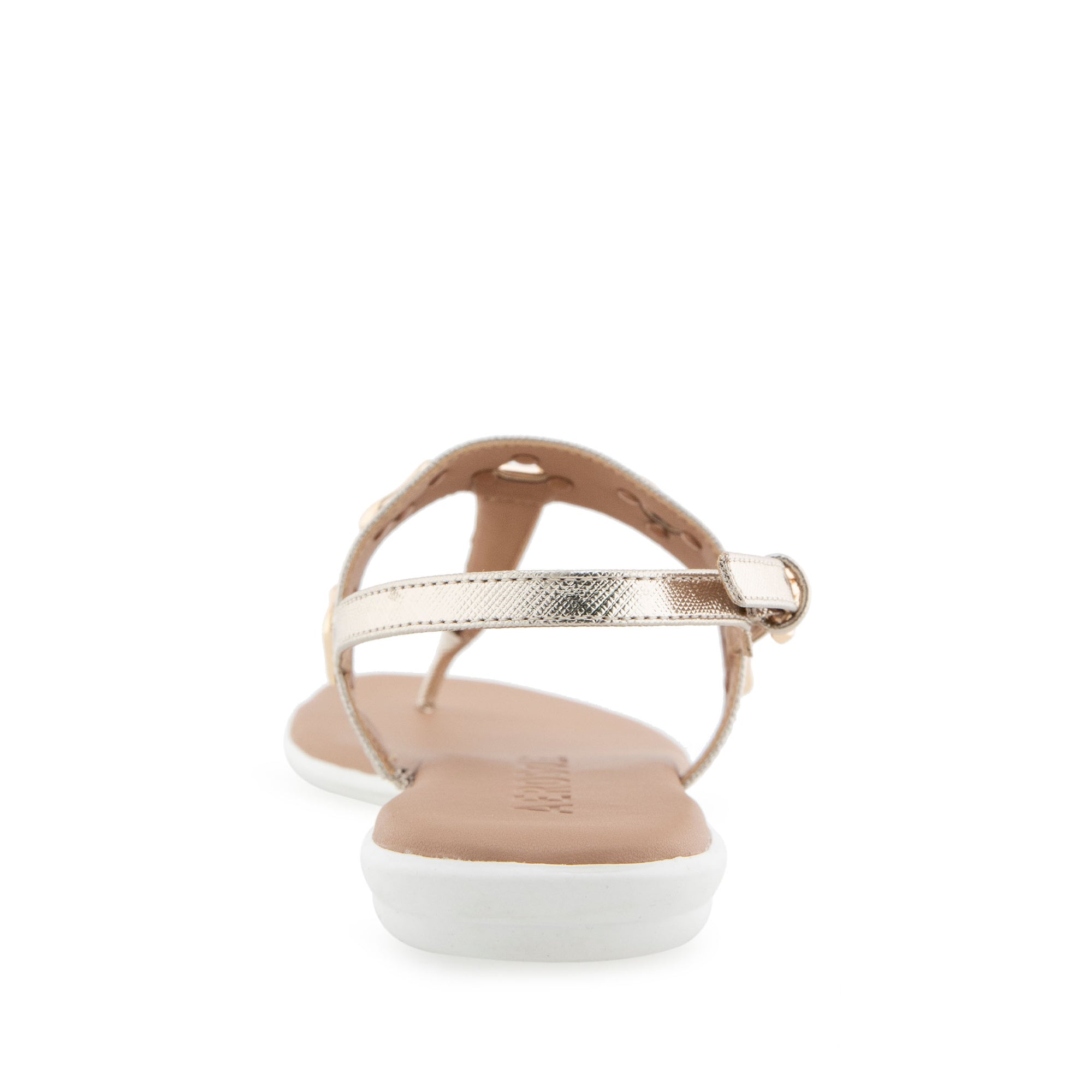 Iago Sandal Flat | Gold Metallic Textured Faux Leather