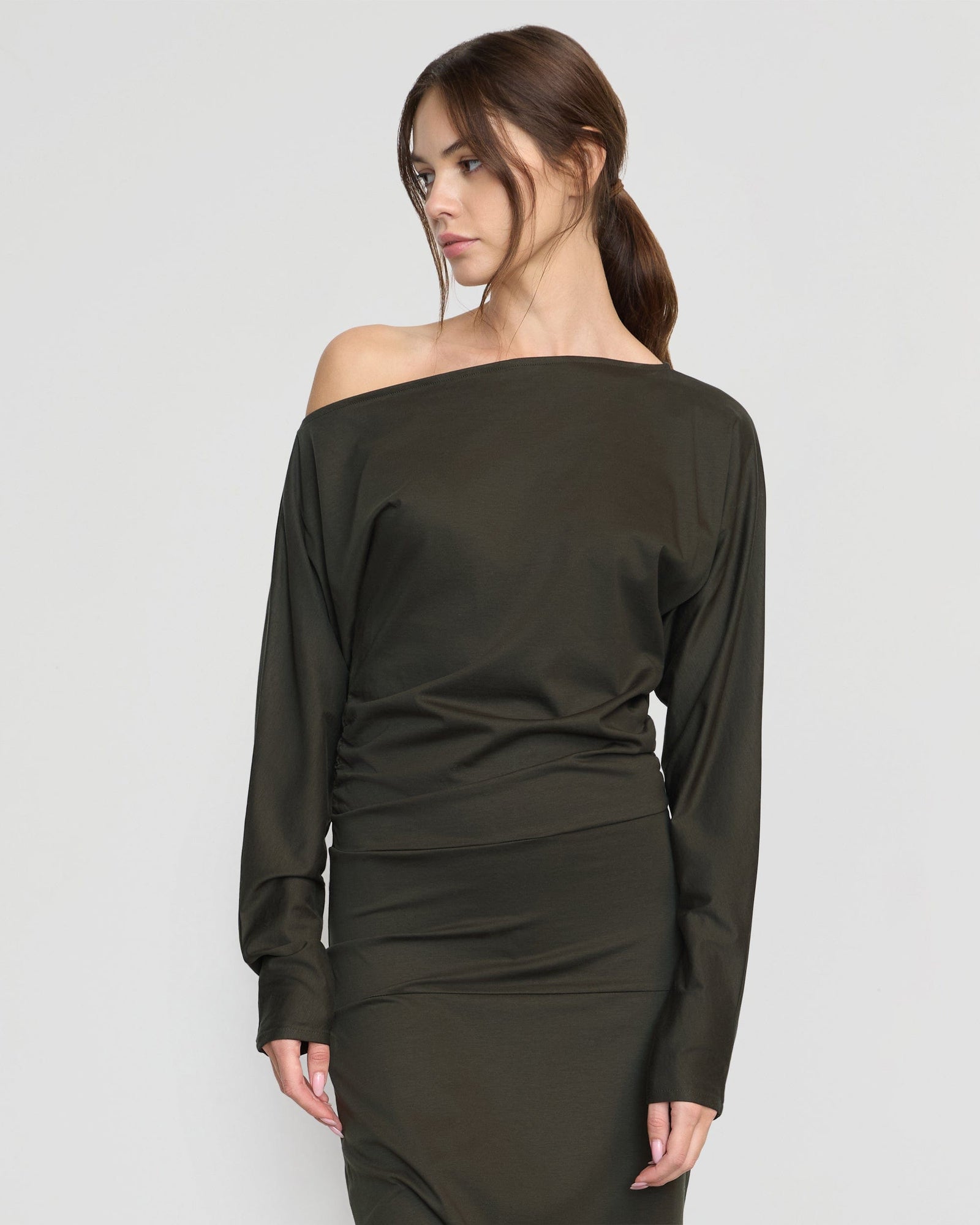 Beate | Kezia Off-Shoulder Satin Jersey Dress in Size Small