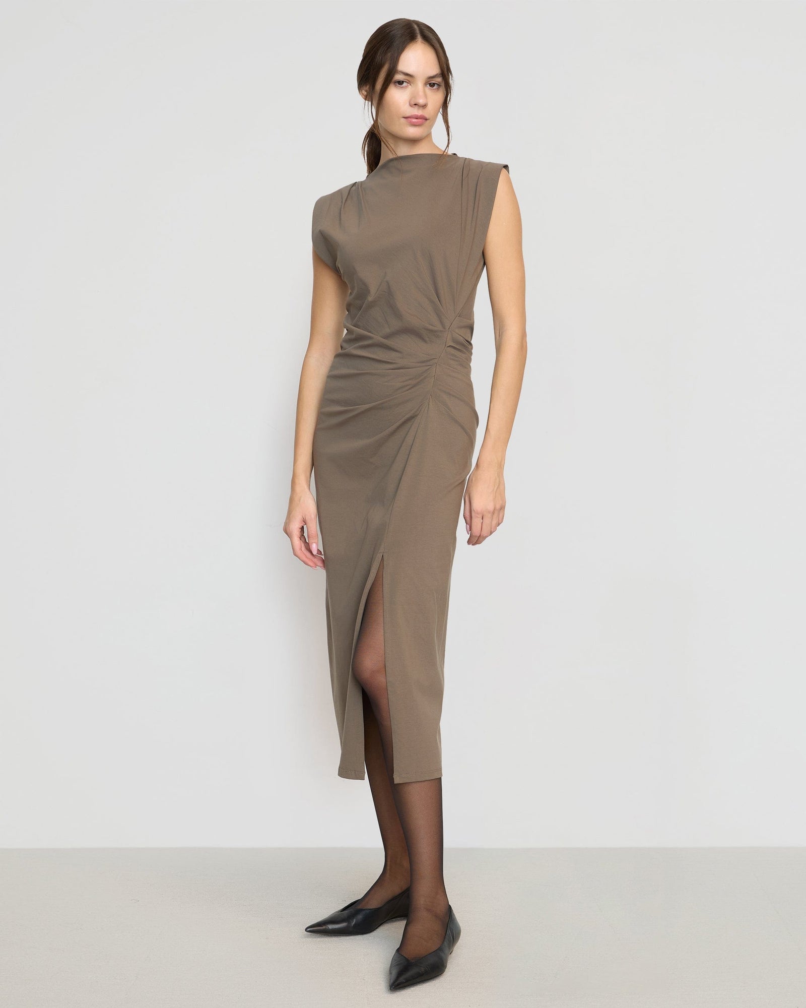 Beate | Khelan Sculpted Ruched-Waist Dress in Size Extra Small