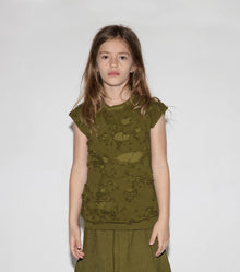 Kid | Torn Sleeveless Shirt | Rusty Green