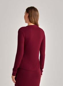 Knit Slim Fit Button Down | Deep Merlot