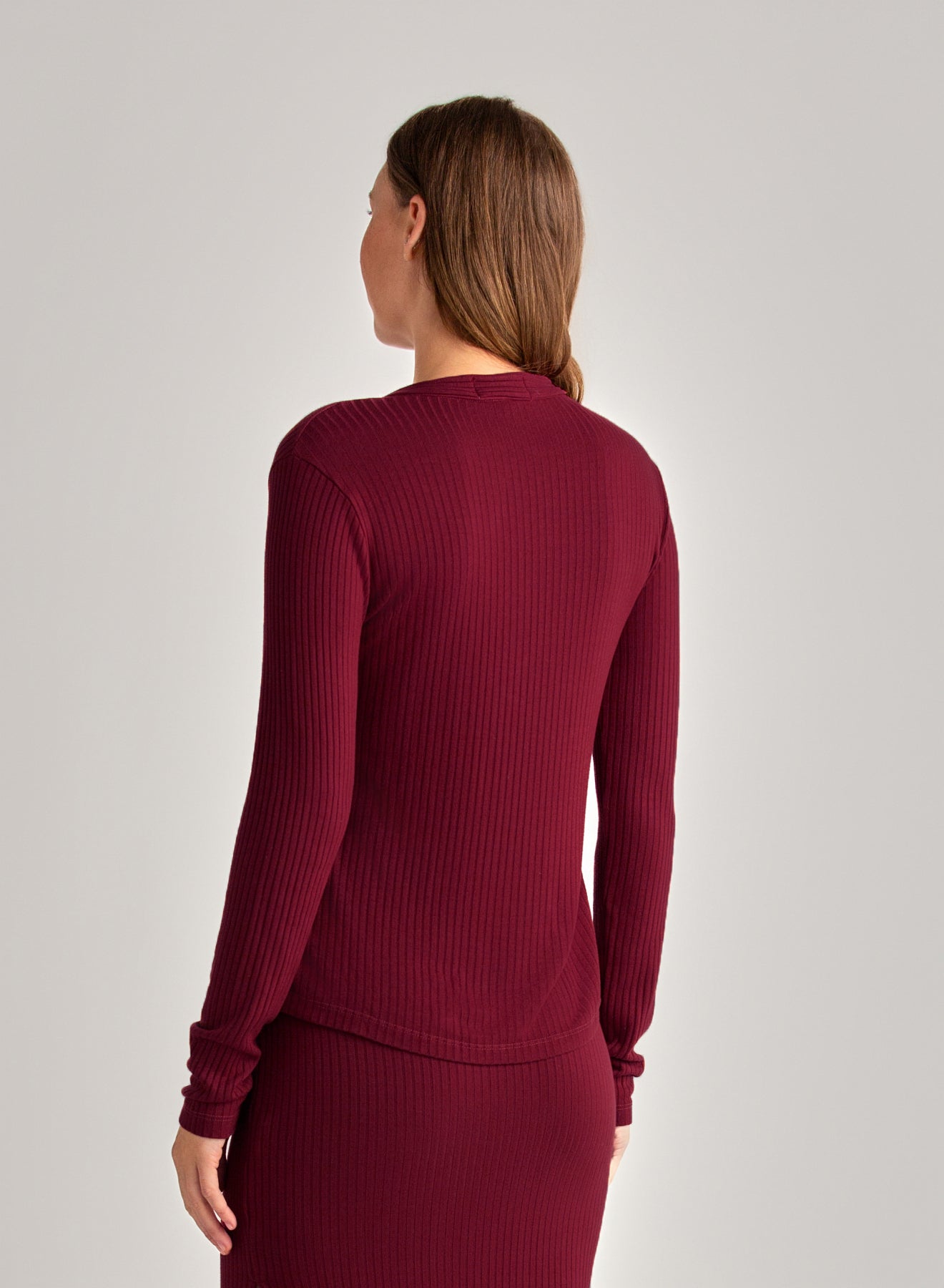 Knit Slim Fit Button Down | Deep Merlot