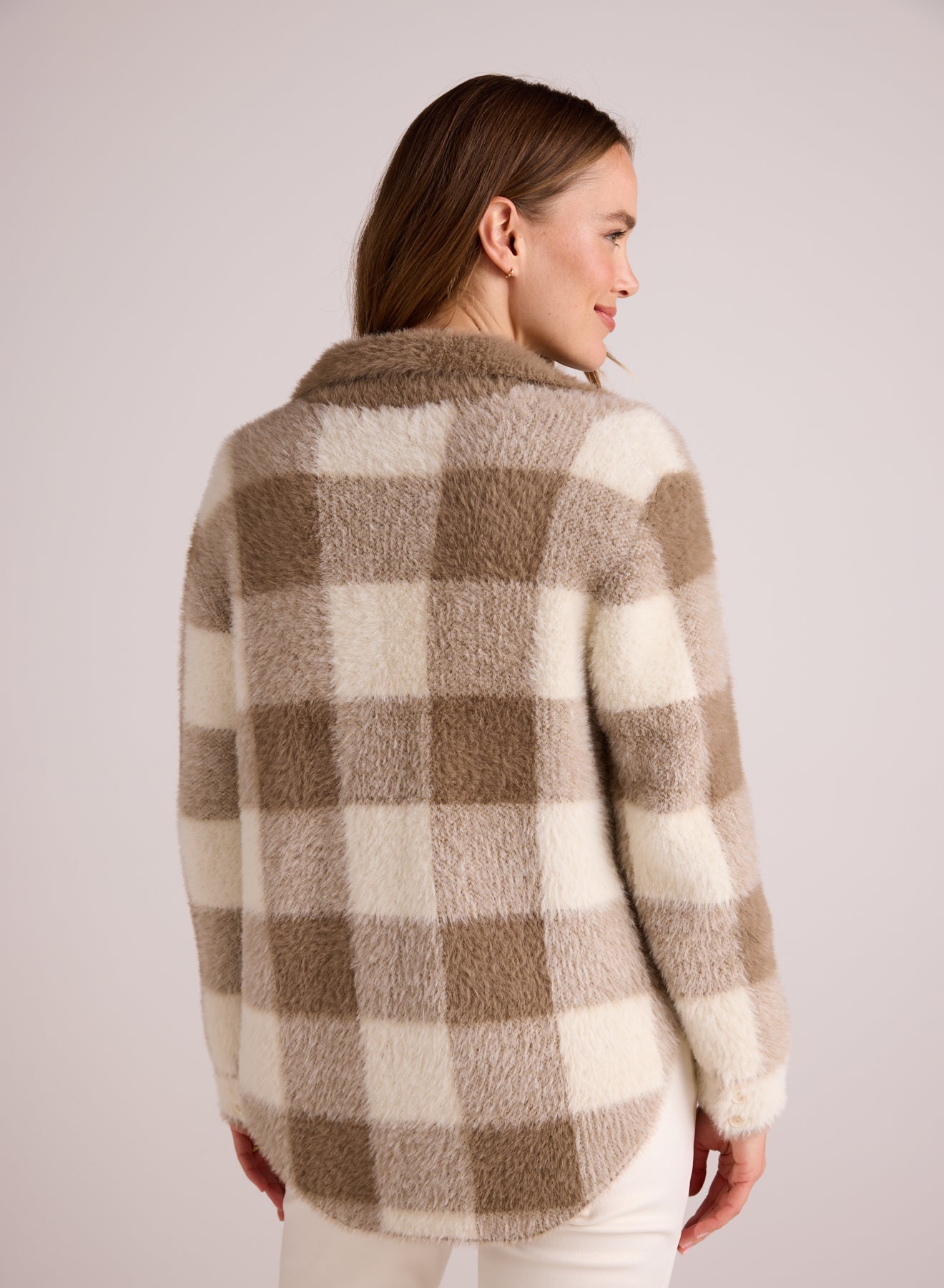 Knitted Fuzzy Shacket | Ivory & Fawn
