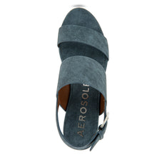 Camilia Sandal Platform | Blue Denim Textured Faux Leather