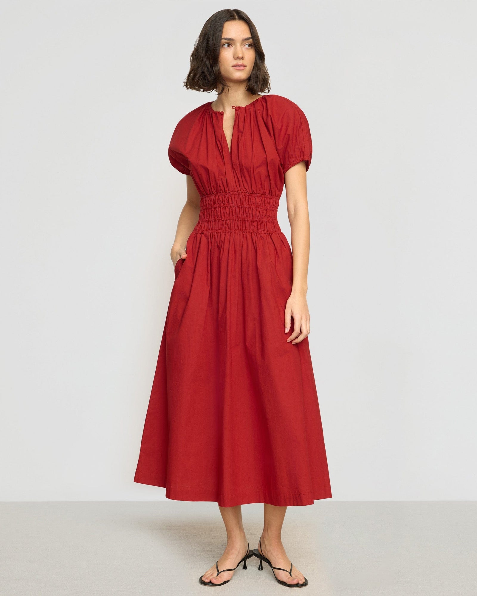 Olivia | Kyla Cinched-Waist Blouson Top Dress in Size Extra Small