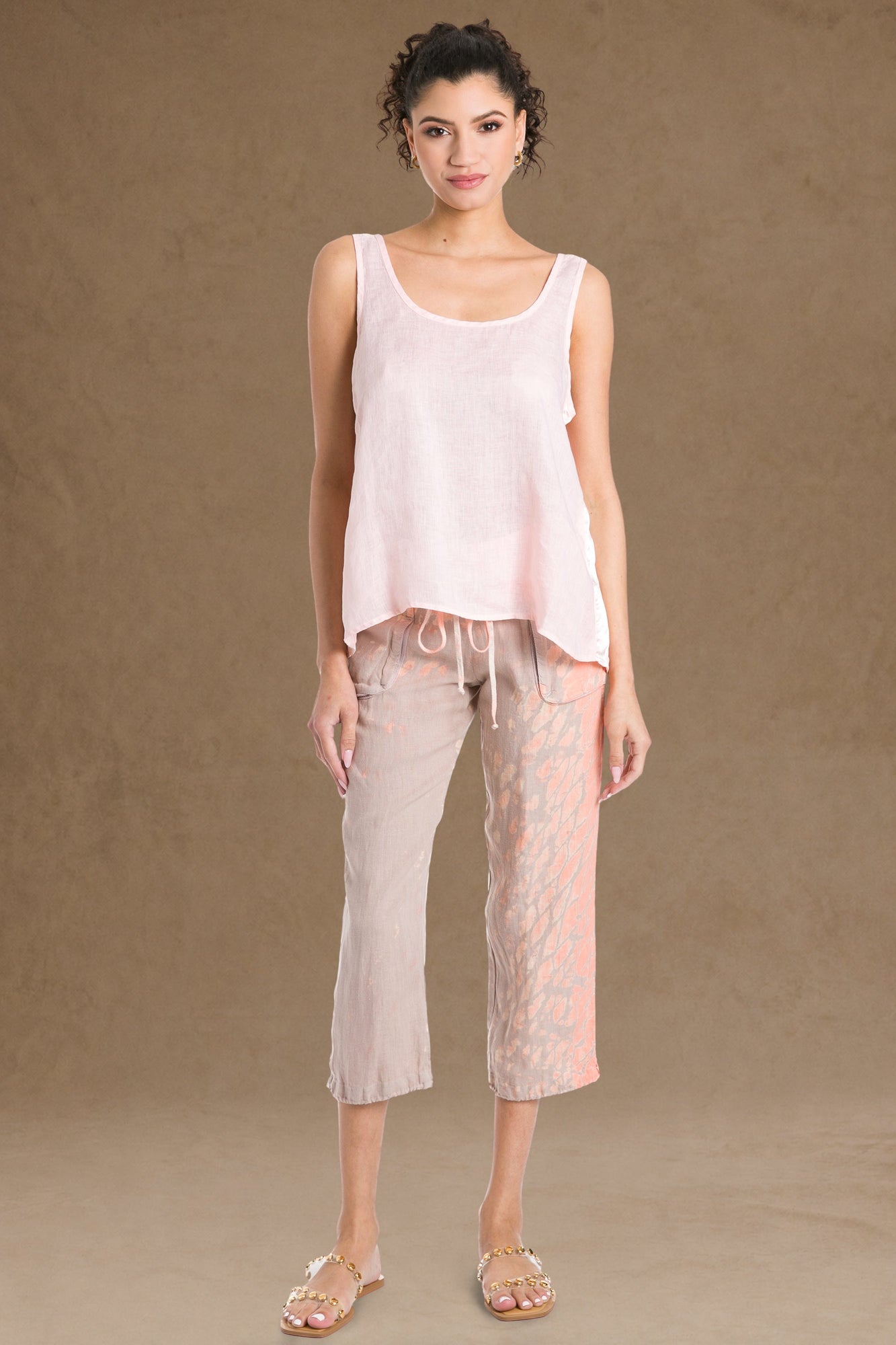 Women | Slouchy Cargo Linen Crop Pant | Diagonal Butterfly Wash 11