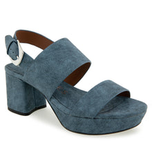 Camilia Sandal Platform | Blue Denim Textured Faux Leather