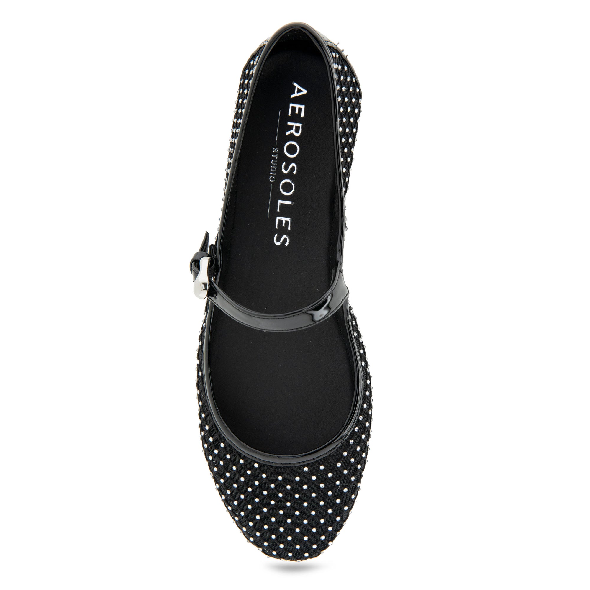 Peggy Casual Flat | Crystal/Black Mesh Fabric