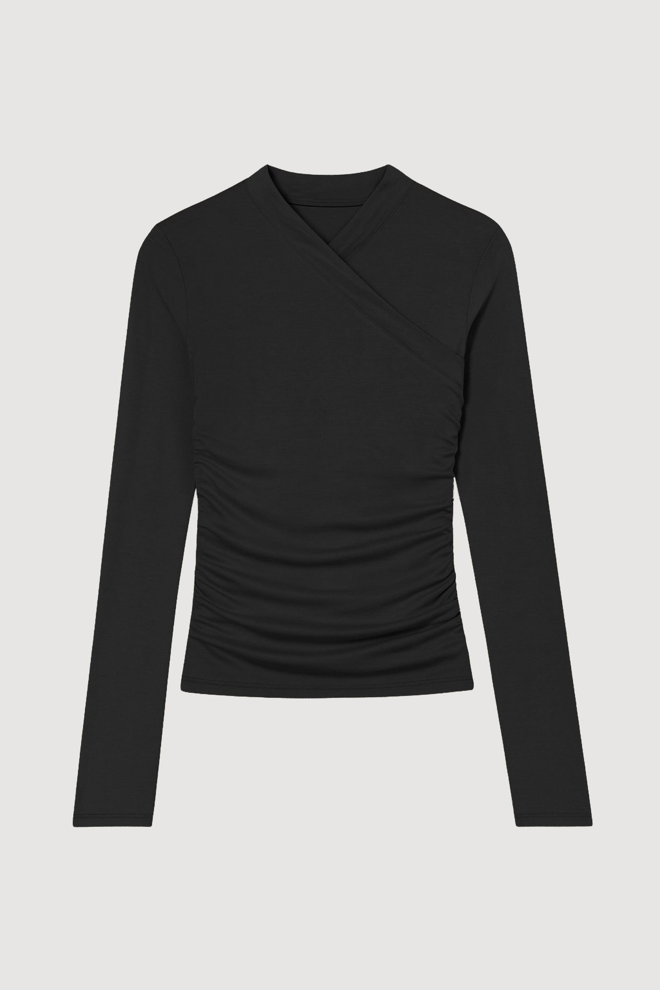Mali | Lilou Wrap-Neck Long-Sleeve Tee in Size Small - Flat