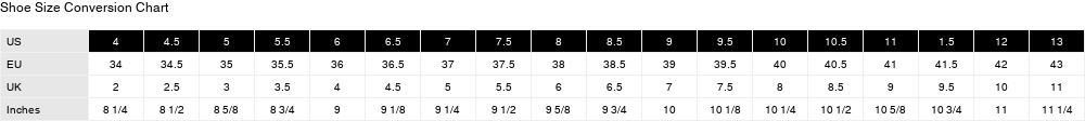 Product size guide