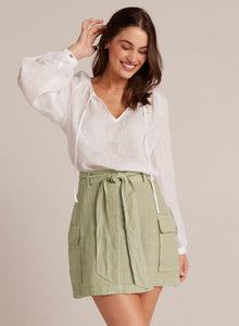 Linen Cargo Mini Skirt | Pale Palm