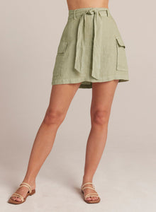 Linen Cargo Mini Skirt | Pale Palm