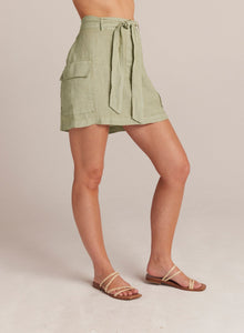 Linen Cargo Mini Skirt | Pale Palm