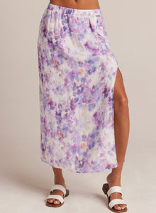 Linen Side Slit Maxi Skirt | Iris Floral Print