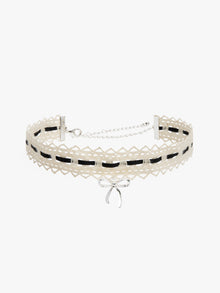 Lace Bow Choker | Black/Silver
