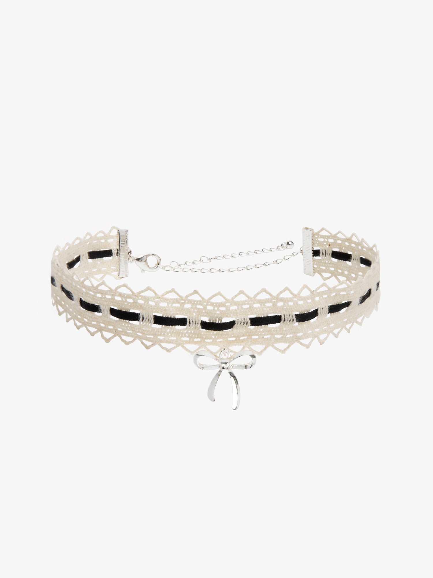 Lace Bow Choker | Black/Silver