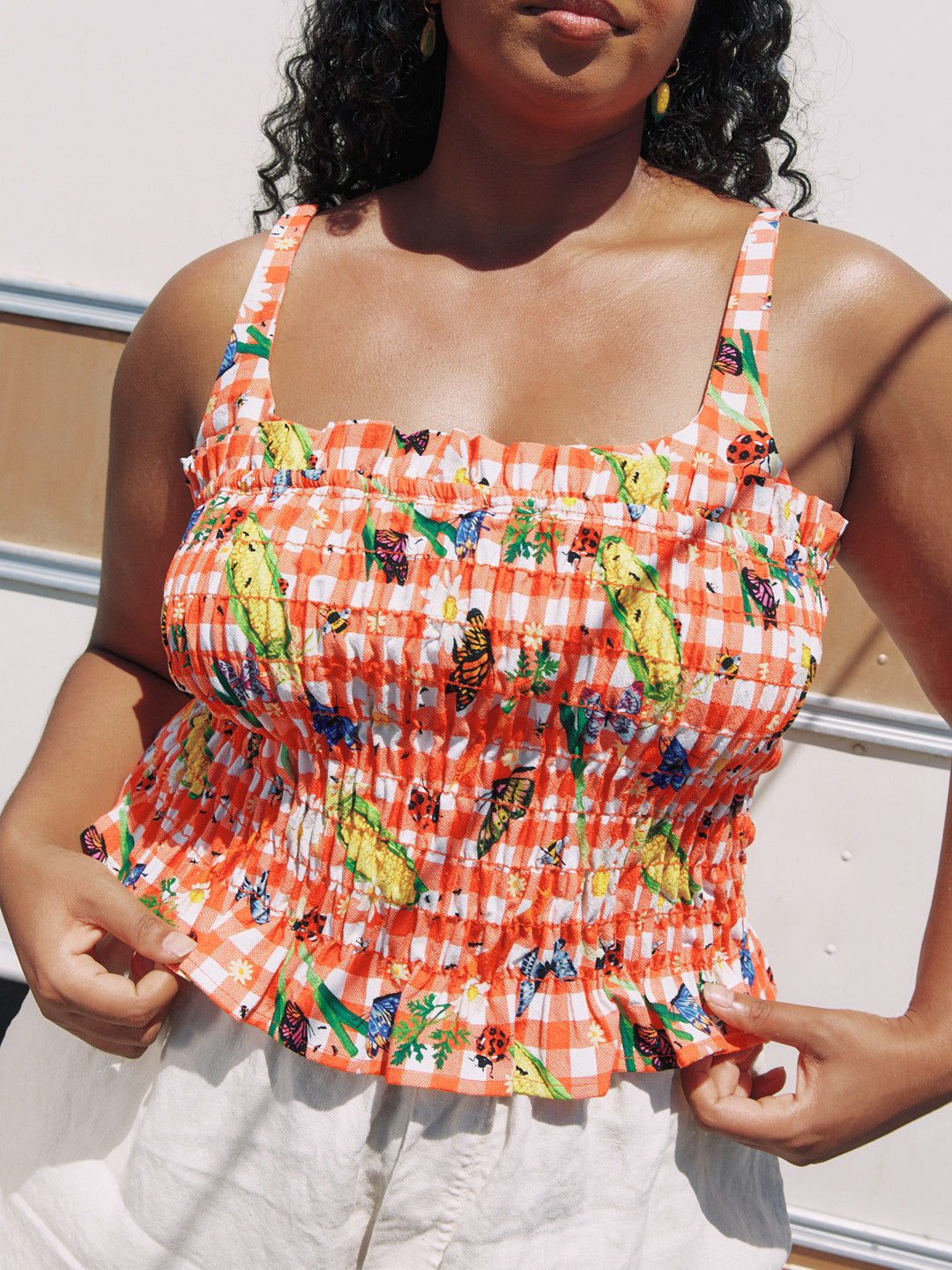 Cara Top | Garden Critters Gingham
