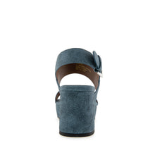 Camilia Sandal Platform | Blue Denim Textured Faux Leather