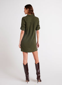 Long Sleeve A-Line Shirt Dress | Italian Herb