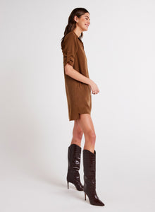 Long Sleeve A-Line Shirt Dress | Twilight Gold