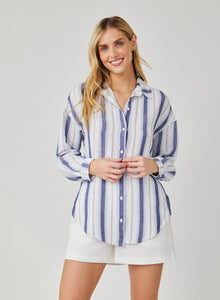 Long Sleeve Button Down | Coastal Ombre Stripe