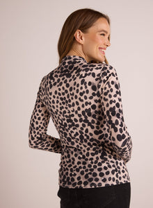 Long Sleeve Mock Neck Top | Winter Spots Print