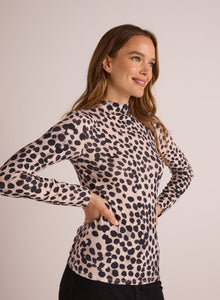 Long Sleeve Mock Neck Top | Winter Spots Print