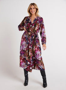 Long Sleeve Raglan Midi Dress | Twilight Fleur Print