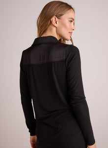 Long Sleeve Rib Mix Shirt | Black