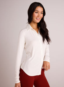 Long Sleeve Rib Mix Shirt | Winter White