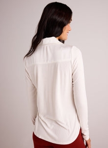 Long Sleeve Rib Mix Shirt | Winter White