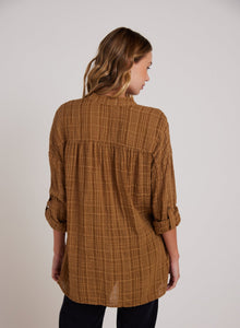 Long Sleeve Shirred Pullover | Topaz Gold