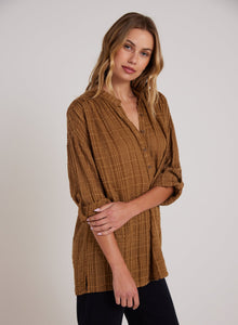 Long Sleeve Shirred Pullover | Topaz Gold