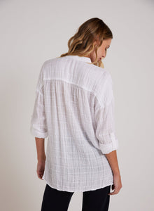 Long Sleeve Shirred Pullover | White
