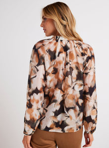 Long Sleeve Shirred Raglan Shirt | Harvest Floral Print