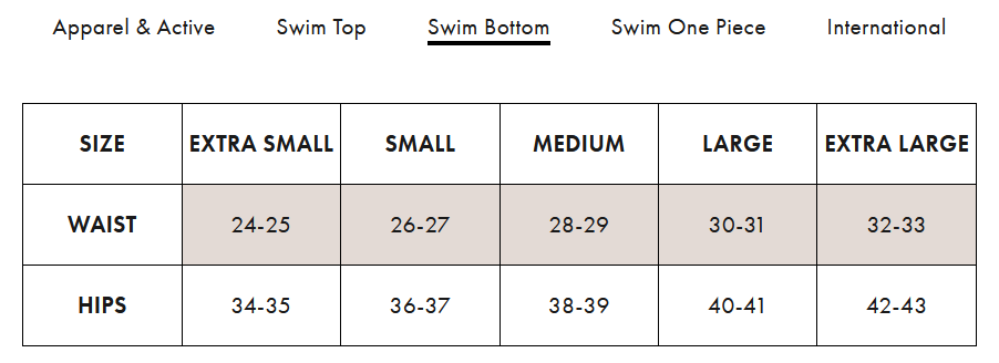 Product size guide
