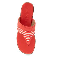 Gesa Sandal Flat | Eggnog/Racing Red Stripe Textured Fabric