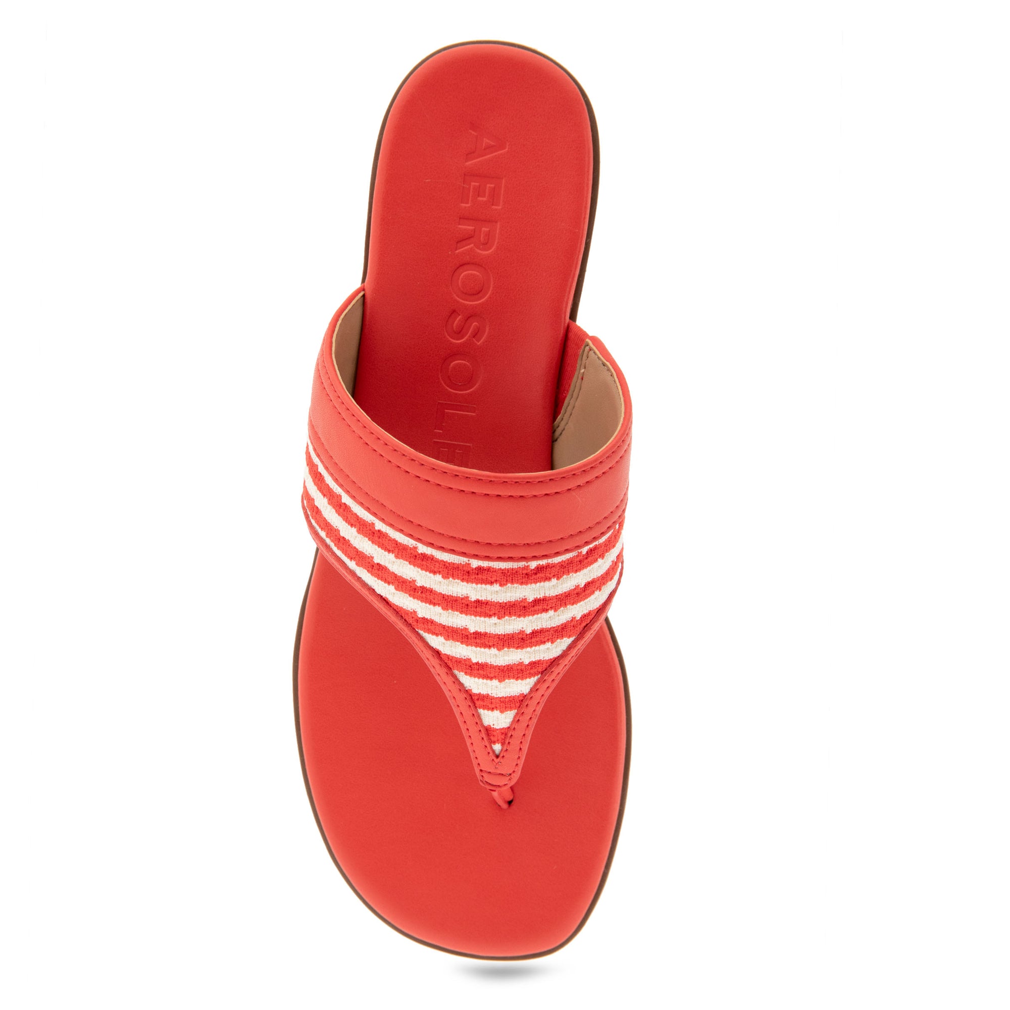 Gesa Sandal Flat | Eggnog/Racing Red Stripe Textured Fabric
