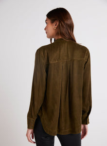 Mandarin Collar Button Down | Autumn Olive