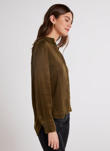 Mandarin Collar Button Down | Autumn Olive