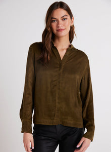 Mandarin Collar Button Down | Autumn Olive