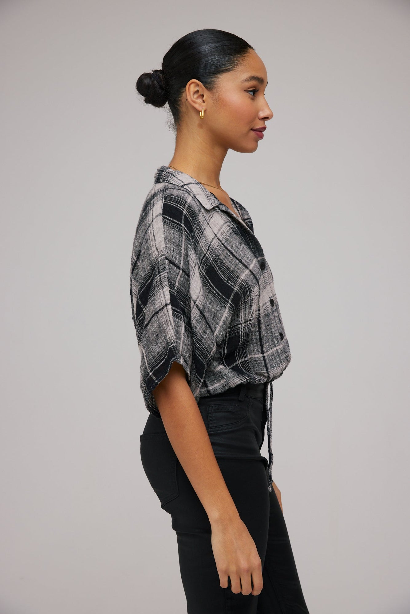 Flowy Tie Waist Shirt | High Desert Plaid
