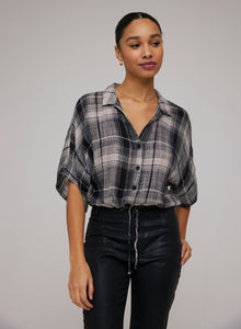 Flowy Tie Waist Shirt | High Desert Plaid