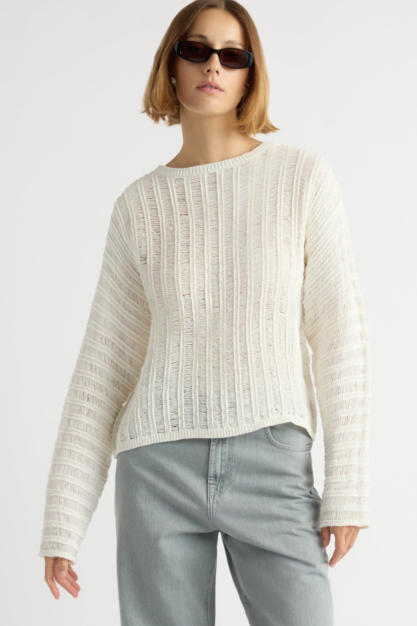 Mali | Matteo Open-Knit Cotton Sweater in Size Small