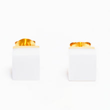 Cubic Earrings | 18K Gold-Plated on Brass | White Agate