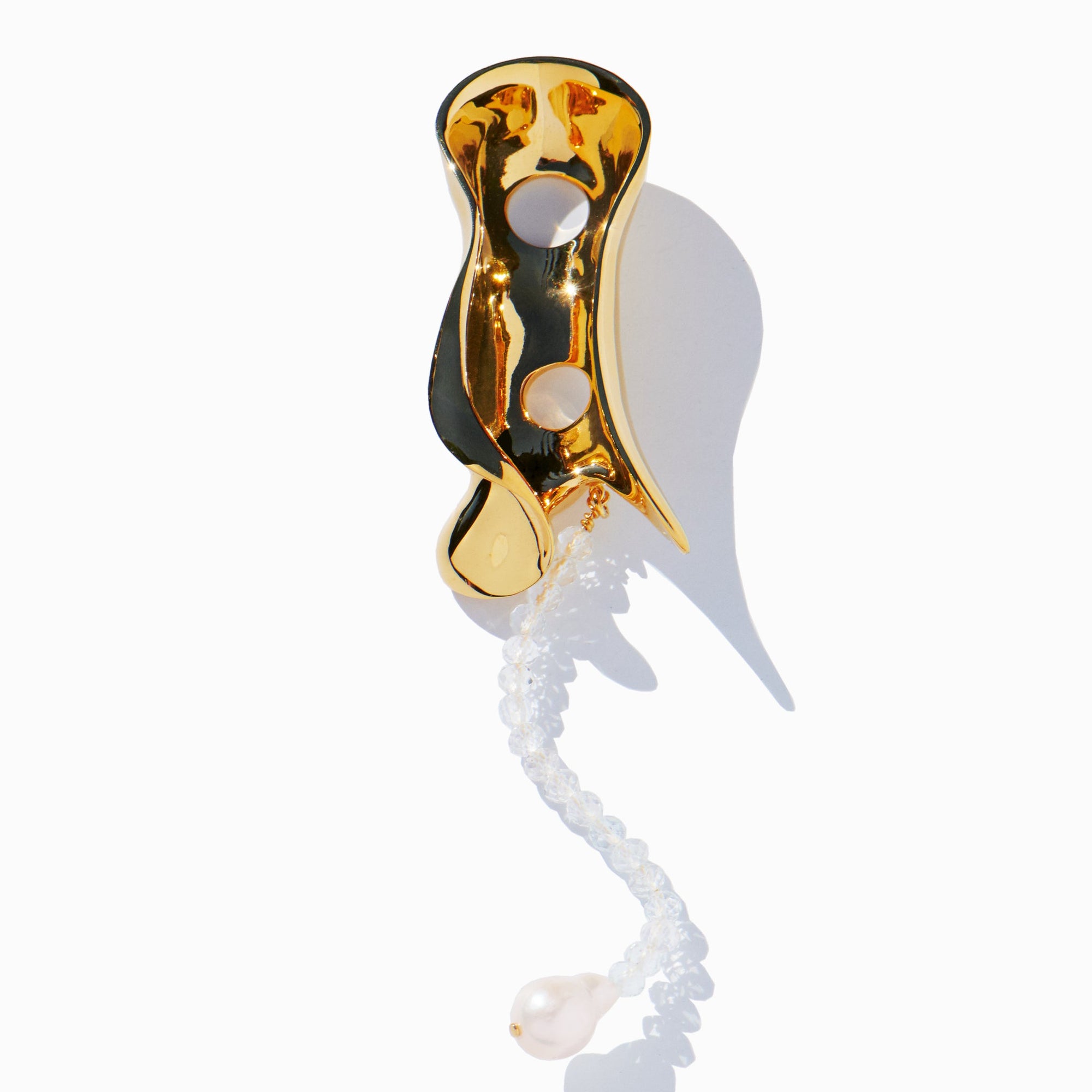 Penna Earring | 18K Gold-Plated on Brass | Freshwater Pearls/Topaz