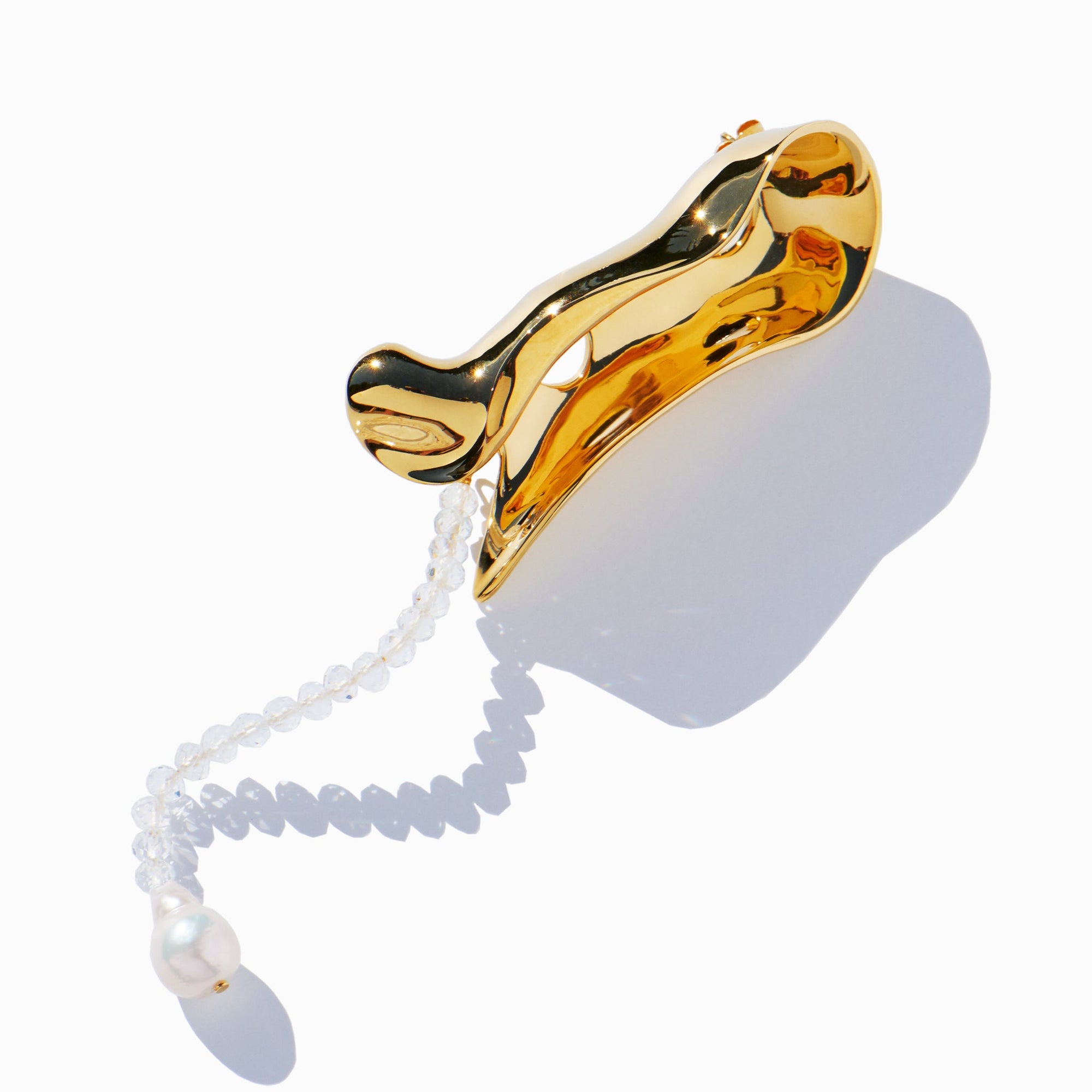 Penna Earring | 18K Gold-Plated on Brass | Freshwater Pearls/Topaz
