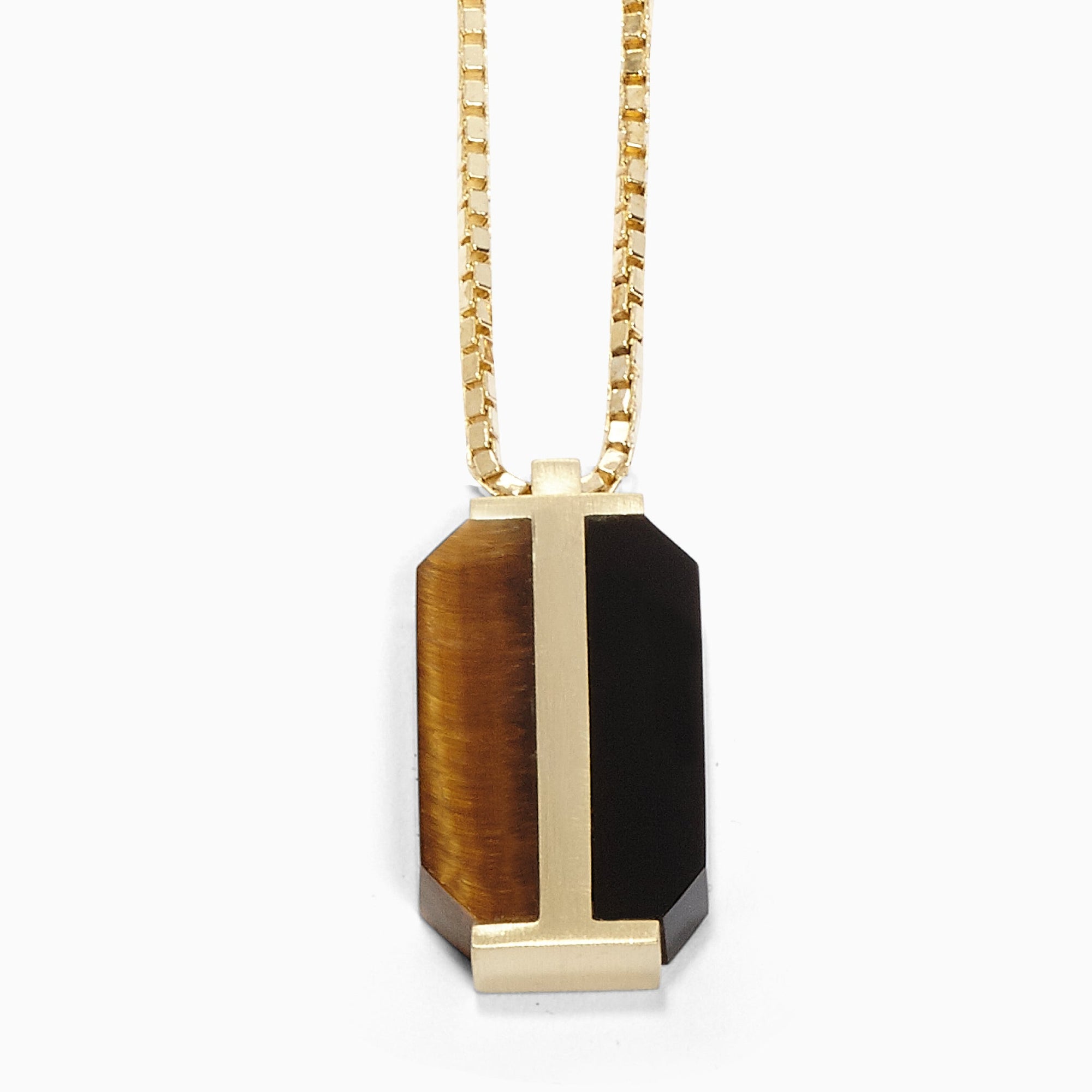 Twin Pendant | Recycled Brass | Tiger's Eye